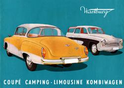 Wartburg Sondertypen Coupe Camping-Limousine Kombi Prospekt 1961